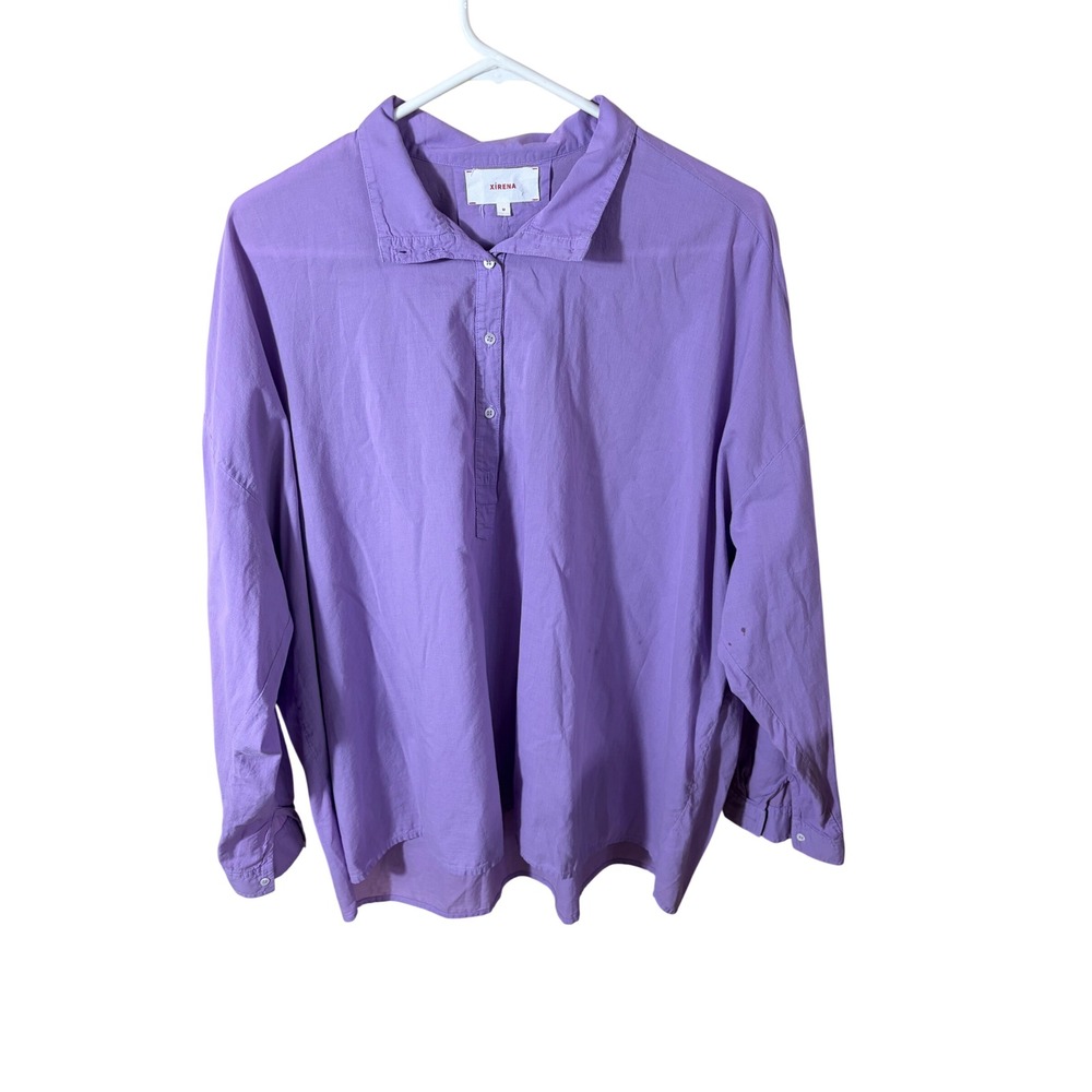 Xirena Purple Beau Cotton Oversized Button Down Blouse Top Womens Medium X265115